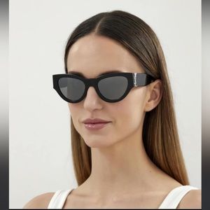 Saint Laurent YSL Sunglasses in black and silver hardware w grey mirrored lens